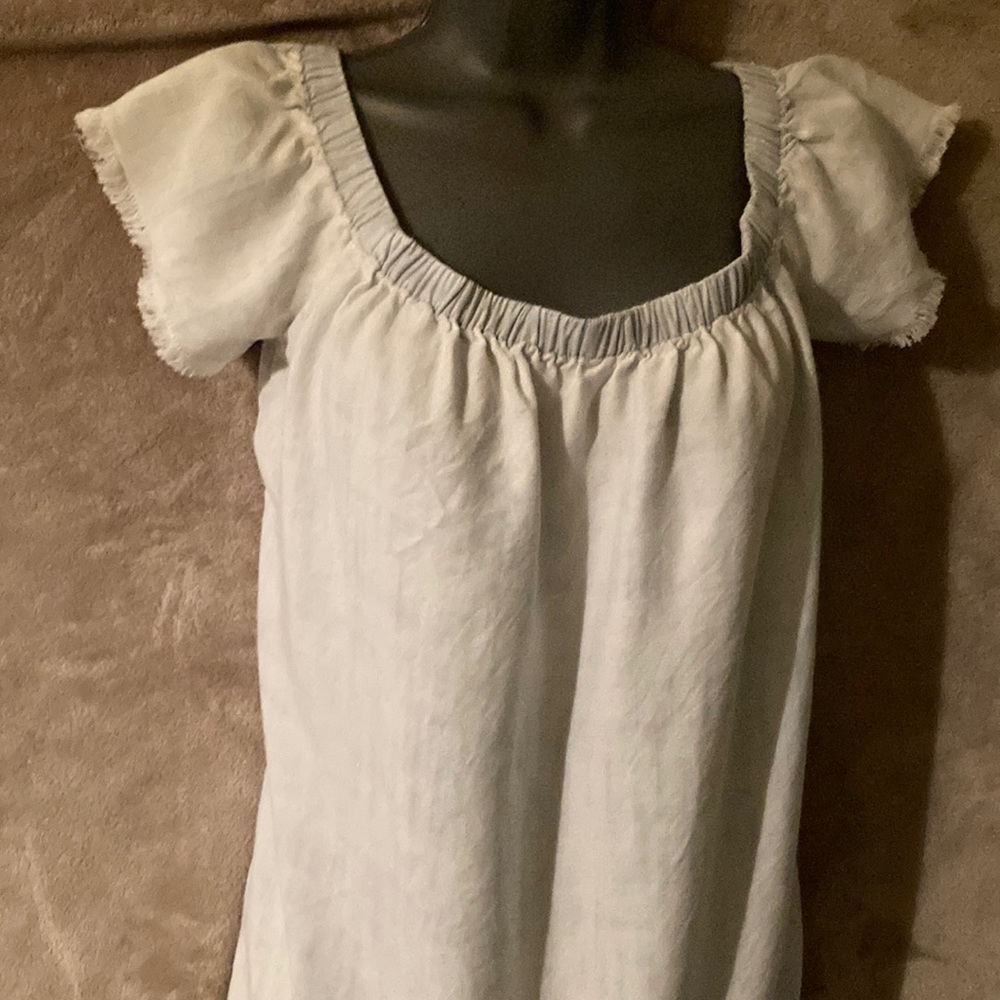 Cloth and Stone Pale Chambray Blue Dress Size Small off the shoulder look